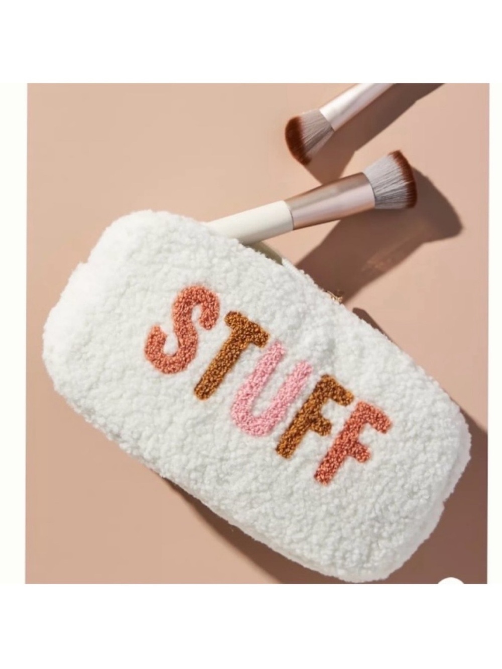🆕 - Shiraleah Sherpa Embroidered "STUFF"Zip Pouch.